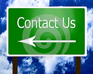 Contact Us sign guidepost LEFT