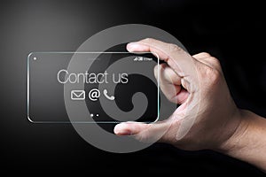 Contact us with smartphone and hand