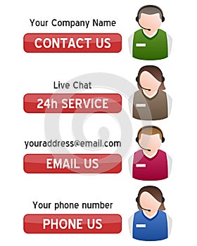 Contact Us Support Banners with Buttons