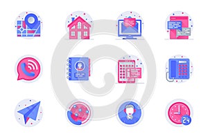 Contact us support concept web flat color icons