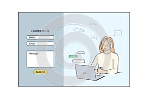 Contact us template form for web design concept