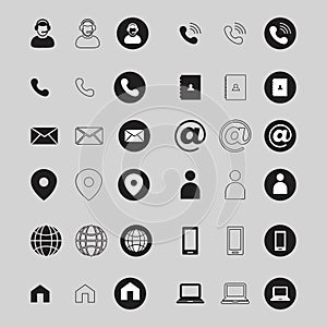 Contact us vector icons flat icons set on white background