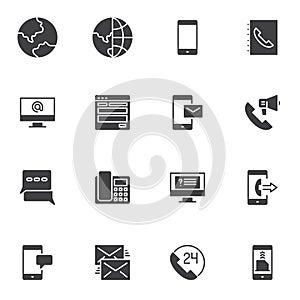 Contact us vector icons set