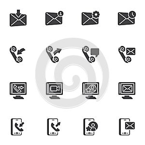 Contact us vector icons set