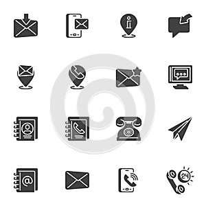 Contact us vector icons set