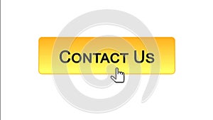 Contact us web interface button clicked with mouse cursor, orange color, help