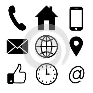 Contact and web icons for business vector set