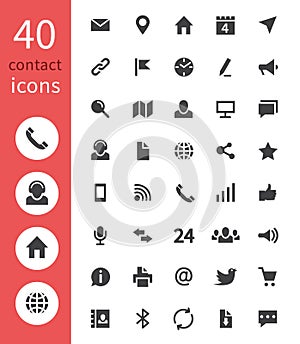 Contact web icons. Telephone, home address, email and website business contacts vector symbols isolated