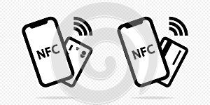 Contactless and cash payment icon set. NFC icon set. Wireless pay. Credit card.