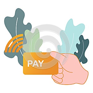 Contactless, cashless payment buying illustration. Digital disruption, social distancing, new normal concept prevention and