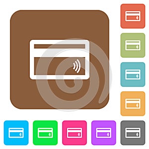 Contactless credit card rounded square flat icons
