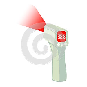 Contactless Infrared Thermometer icon in flat style isolated on white background shows the heat temperature
