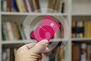 Contactless logo credit and debit card - electronic payment concept