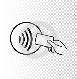 Contactless NFC wireless pay sign logo. Credit card nfc payment vector concept.