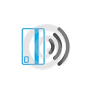 Contactless payment icon. Near-field communication (NFC) card technology concept icon. Tap to pay. vector illustration.