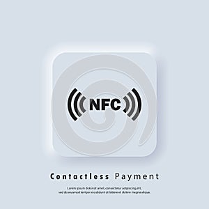 Contactless Payment icon. Nfc icon. Wireless payment. Contactless cashless society icon. Vector EPS 10. UI icon. Neumorphic UI UX
