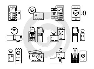 Contactless payment icon thinline style. Symbols for website, magazine, app and design