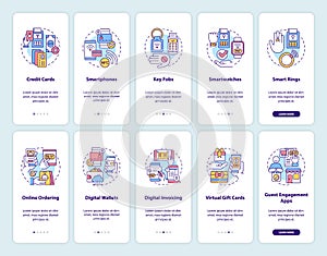 Contactless payment onboarding mobile app screen set