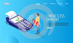 Contactless payment vector website landing page design template