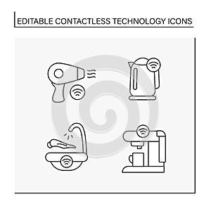 Contactless technology line icons set