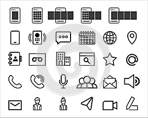 Contacts business line icons. User web page contact