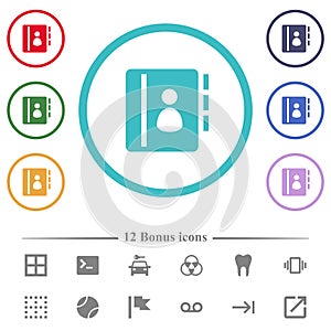 Contacts flat color icons in circle shape outlines