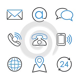 Contacts simple vector icon set