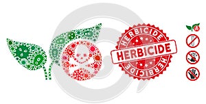 Contagion Collage Herbicide Icon with Textured Round Herbicide Seal