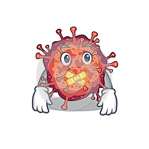 Contagious corona virus mascot cartoon character design with silent gesture