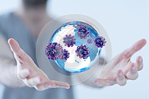 A contagious coronavirus pandemic, dangerous virus outbreak 3d