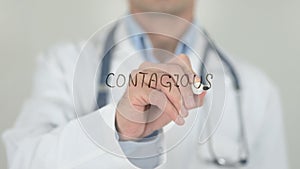 Contagious disease, doctor writing on screen