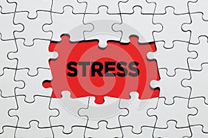 Contagious or spreading stress. The word stress surrounded by jigsaw puzzle