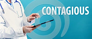Contagious theme with a doctor using a tablet