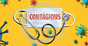 Contagious theme with mask and stethoscope
