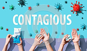 Contagious theme with person washing their hands