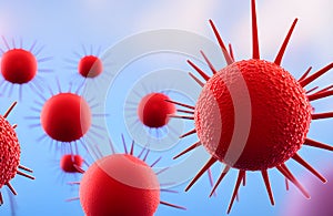 Contagious virus, flu bacteria 3d vector images for commercial use.