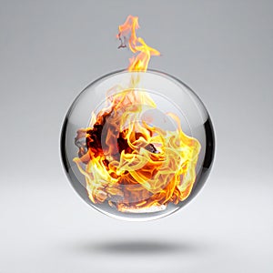 Contained Fire in a Levitating Glass Sphere