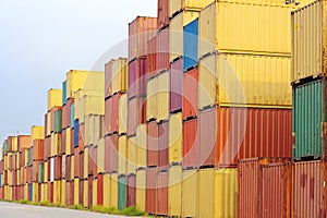 Container area in blue sky