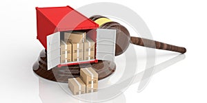 Container on an auction gavel. 3d illustration