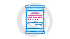 container of canned food color icon animation