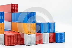 Container cargo box on white background, Global business company logistic transportation import export by container cargo freight