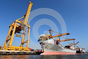 Container Cargo freight ship for Logistic Import Export background