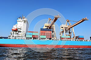Container Cargo freight ship for Logistic Import Export background