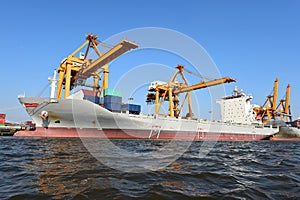Container Cargo freight ship for Logistic Import Export background