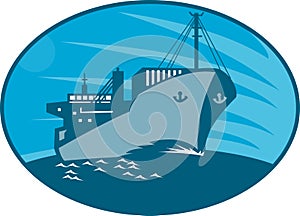 Container Cargo Freighter Ship Retro