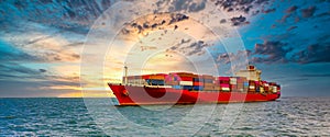 Container cargo ship, Freight shipping maritime vessel., Global business import export commerce trade logistic and transportation photo