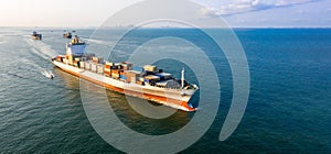 Container cargo ship  global business commercial trade logistic and transportation oversea worldwide by container cargo vessel,