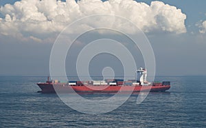 Container Cargo Ship and horizon