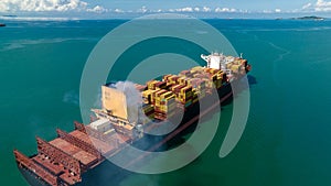 container cargo ship, import export commerce business and industry service logistic transportation International by container