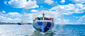 Container cargo ship in ocean, Business industry commerce global import export logistic transportation oversea worldwide, Sea photo